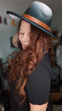 Black Hand-Dipped Ombre Wide Brim Hat