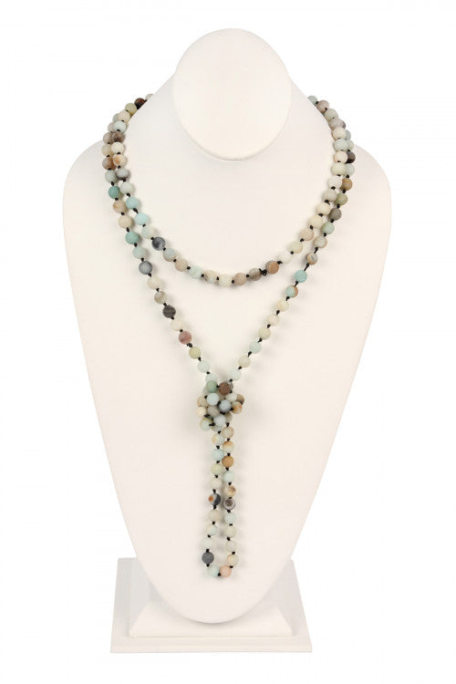 Multicolor Natural Stone Hand Knotted Long Necklace