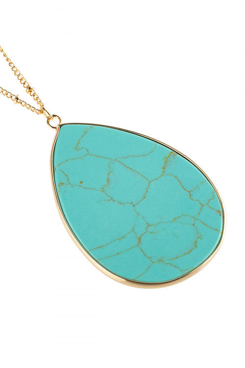 Turquoise Oval Stone Pendant Necklace
