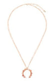 Beaded Crescent Pendant Necklace Peach