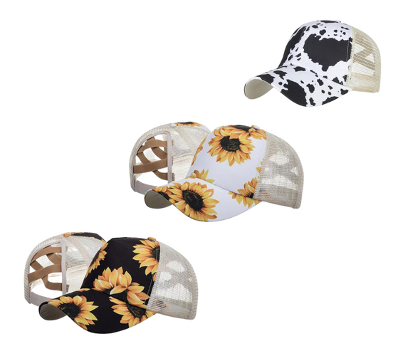 Sunflower & Cow Criss Cross Hats